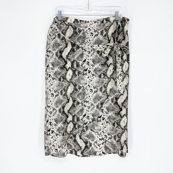 Peyton Jensen Snake Print Midi Wrap Skirt Size Large - Picture 1 of 7